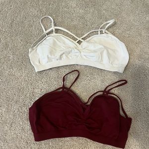 Maroon/White Bralettes